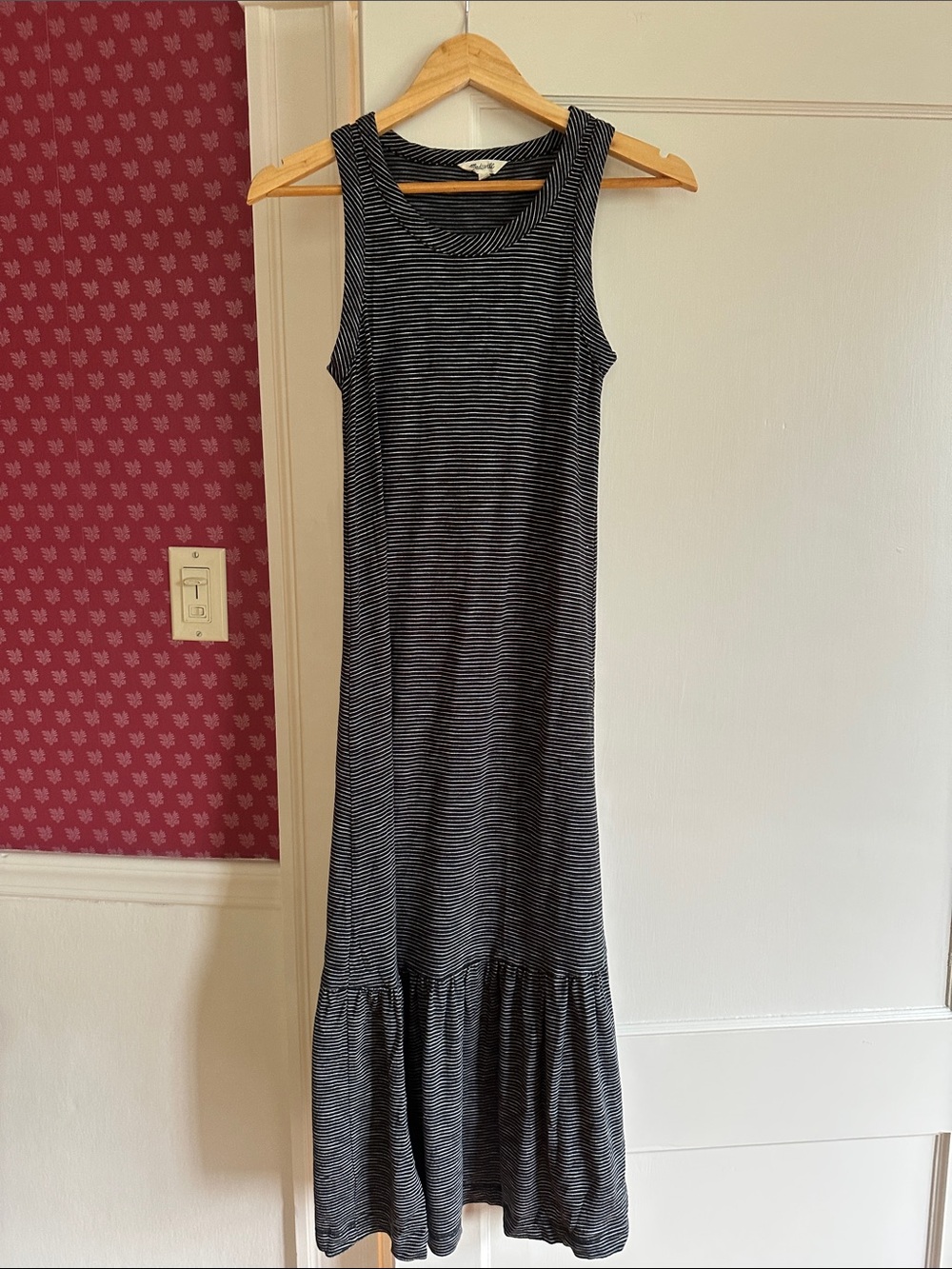 Madewell Black and White Striped Sleeveless Maxi Dress